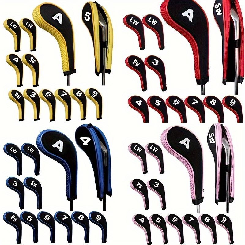 12pcs set Stylish Numbered Golf Iron Club Head Covers with Zipper - Premium Golf Accessories for Club Protection - Durable, Water-Resistant, and Easy to Use