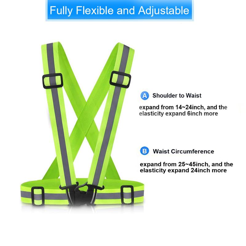 Reflective Vest Running Vest 2Pack, High Visible Reflective Gear for Nighttime Running Biking Motorcycle Dog Walking, Adjustable Safety VES fits Men Women Kids