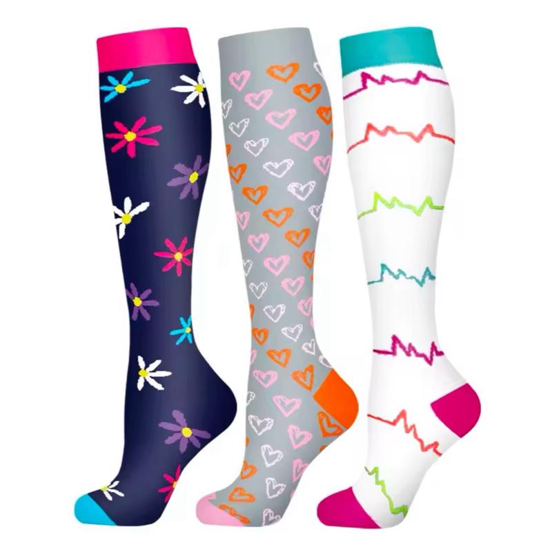 3 Pairs Compression Socks for Sports, Nursing & Varicose Veins Relief