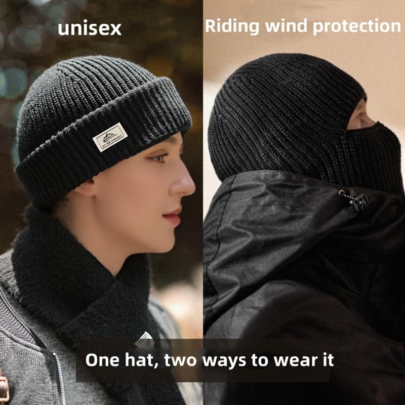 Thermal Knit Ultimate Winter Balaclava Hat & Mask with Windproof Ear Protection for Skiing, Cycling & Outdoor Adventures - Black