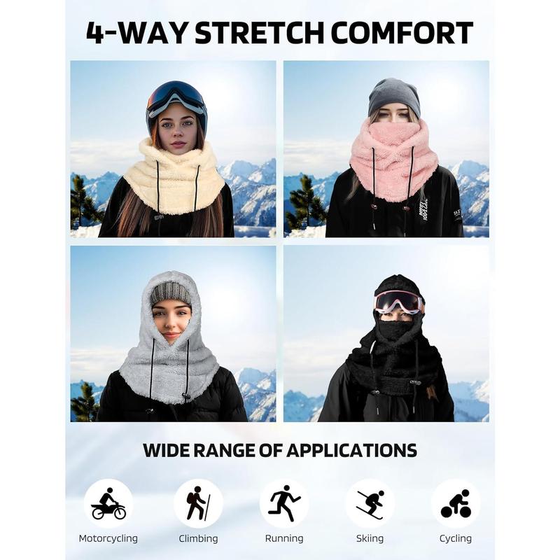 Balaclava Winter Ski Mask for Men Women, Fleece Face Mask Women Hat Neck Windproof Hooded Scarf Cold Weather Warm Face Cover