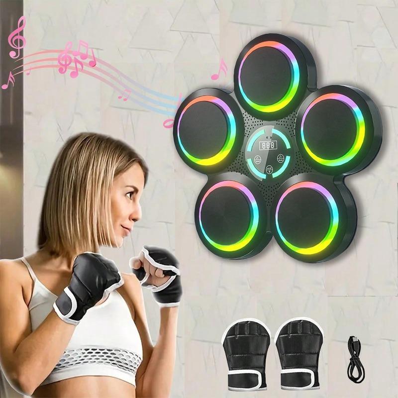 Set With Boxing Gloves Music Boxing Machine Home Wall-Mounted Music Boxing Machine, Agile Training Digital Boxing Machine Wall Target Pad Suitable For Children And Adults (Black)