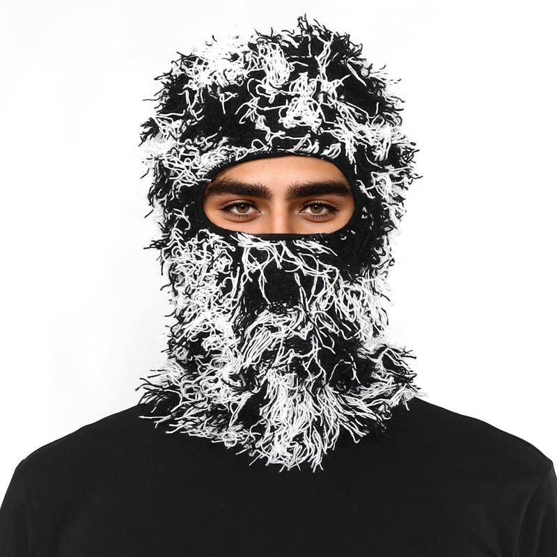 Distressed Balaclava Ski Mask, Shiesty Yeat Airsoft Custom Camo Knitted Face Mask for Men Women