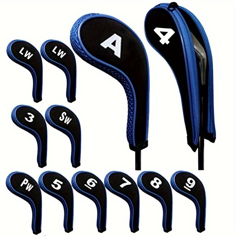 12pcs set Stylish Numbered Golf Iron Club Head Covers with Zipper - Premium Golf Accessories for Club Protection - Durable, Water-Resistant, and Easy to Use