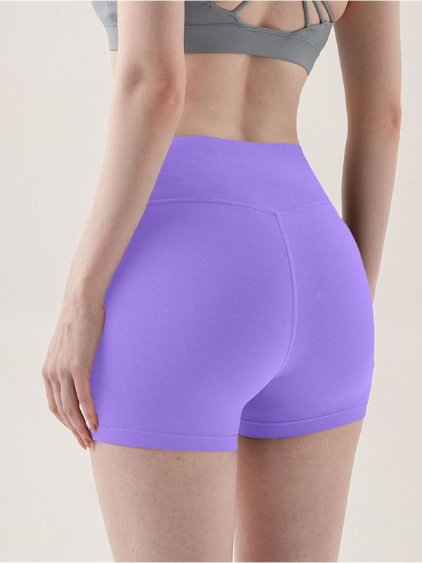 Women's Solid High Waist Sports Shorts, Breathable Comfortable Seamless Skinny Shorts, High Stretch Yoga Shorts, Ladies Sportswear for Indoor Outdoor Wear