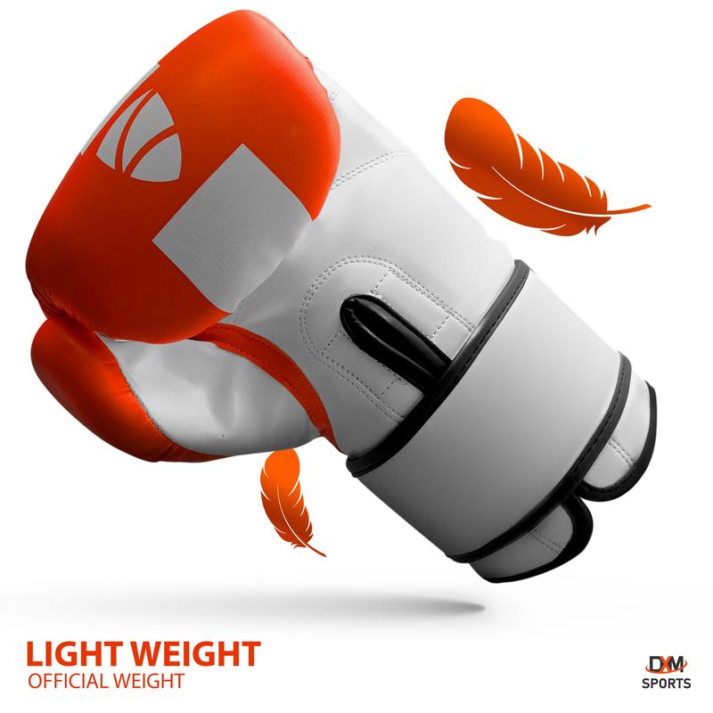 DXM Premium Boxing Gloves for Men & Women - Orange & White