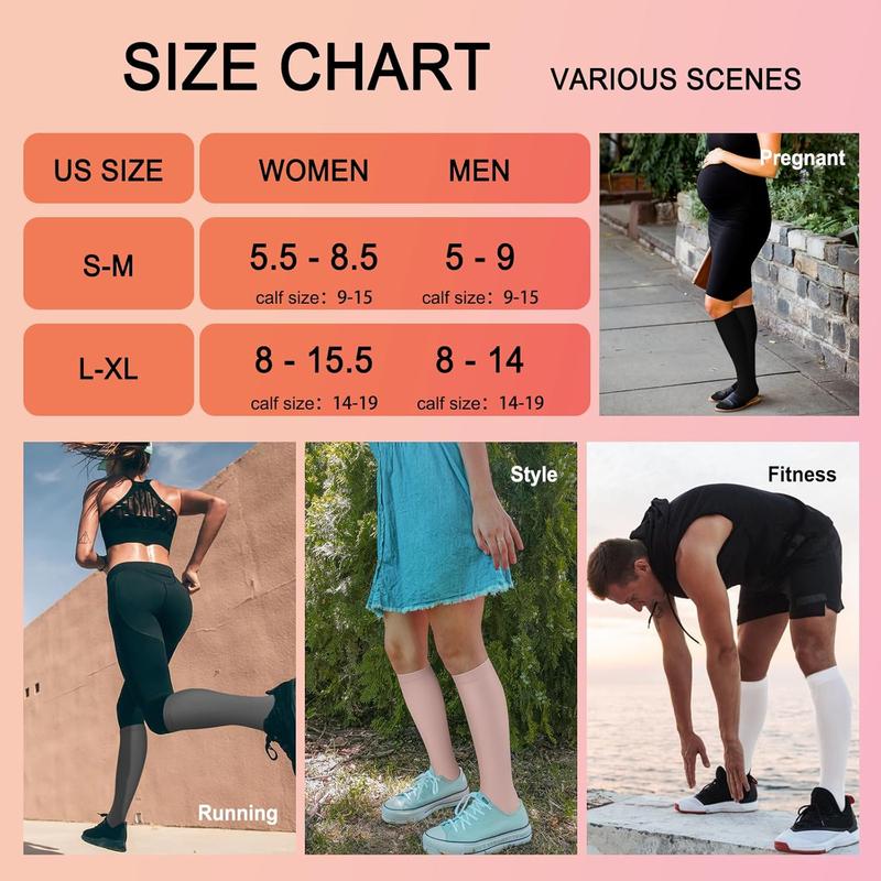 4 Pairs Compression Socks for Women Circulation-Best Support for Nurses,Running,Athletic,Travel