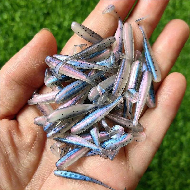 Artificial Fishing Lure, 10pcs T-tail Worm Lure, Small Artificial Bait, Jig Wobblers Bass Pike Fishing Tackle, Outdoor Fishing Accessories