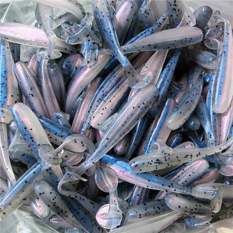 Artificial Fishing Lure, 10pcs T-tail Worm Lure, Small Artificial Bait, Jig Wobblers Bass Pike Fishing Tackle, Outdoor Fishing Accessories