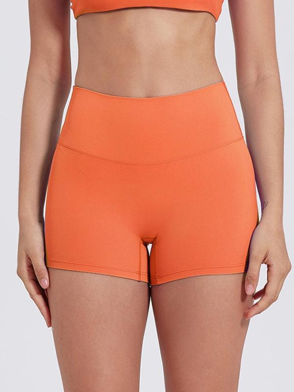 Women's Solid High Waist Sports Shorts, Breathable Comfortable Seamless Skinny Shorts, High Stretch Yoga Shorts, Ladies Sportswear for Indoor Outdoor Wear