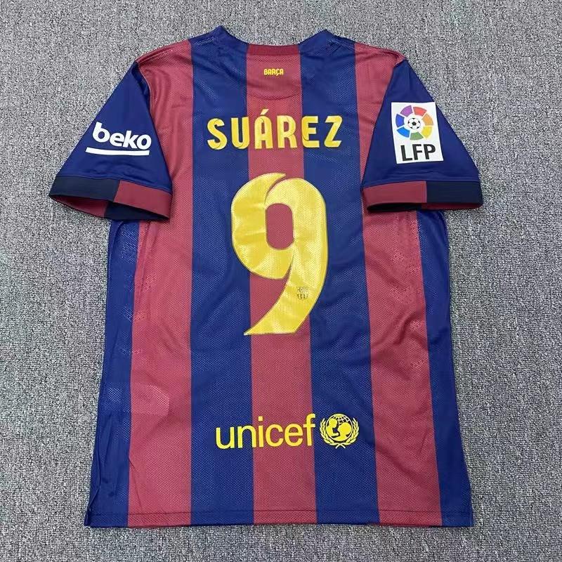 1415 Barcelona home Champions League final Neymar Suarez football jersey short sleeved retro jersey