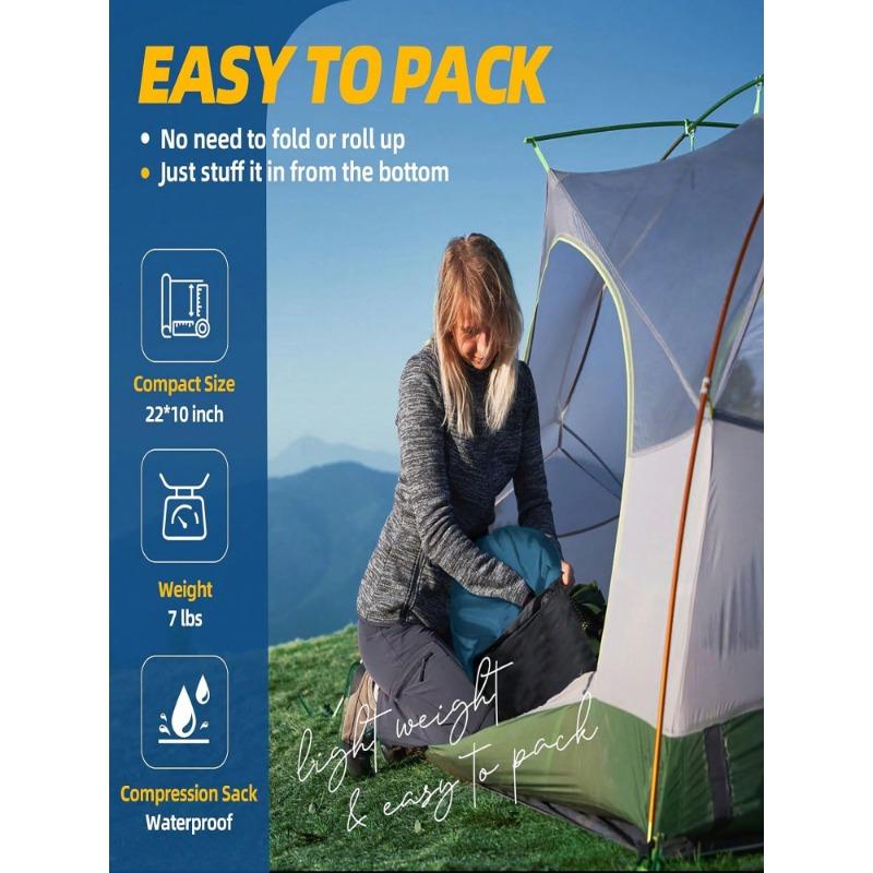 Double Sleeping Bags For 2 Adults, 2-3 Person Sleeping Bag For Camping Two Person Sleeping Bags For Adults With Pillows For Cold Warm Weather