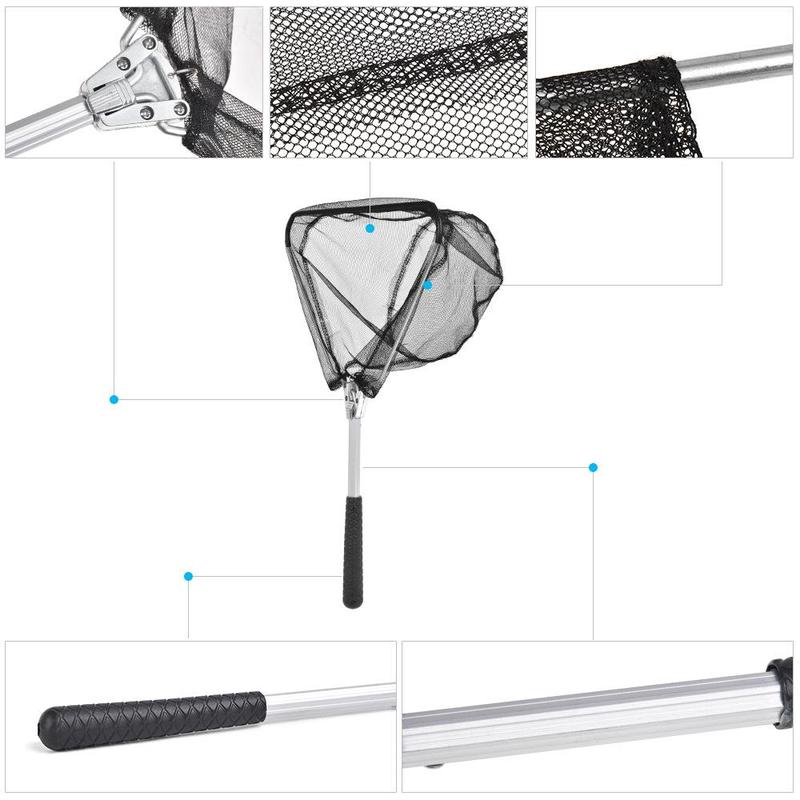 Folding Manual Fishing Net With Aluminum Alloy Handle, 1 Count Triangular Fish Landing Net, Adjustable Collapsible Telescopic Fishing Landing Net, Fishing Gear, Flyfishing, Fishing Equipment, Christmas Gift