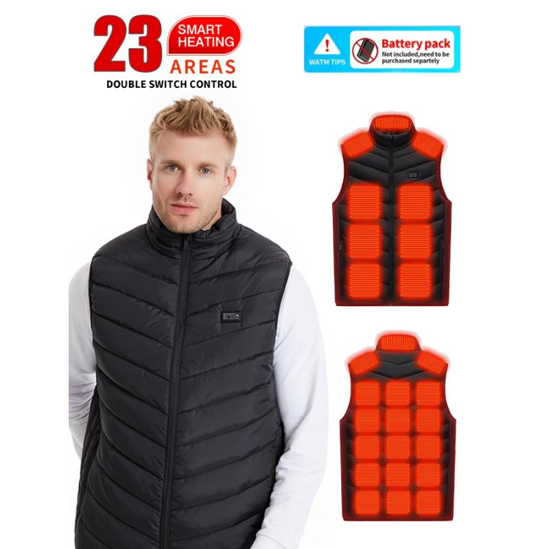 Men'S Outdoor Vest, Men'S Heated Running Vest - 23 Heating Zones, USB Rechargeable Warm Heating Clothes, Warm Fall Winter Vest, (Batteries Not Included)