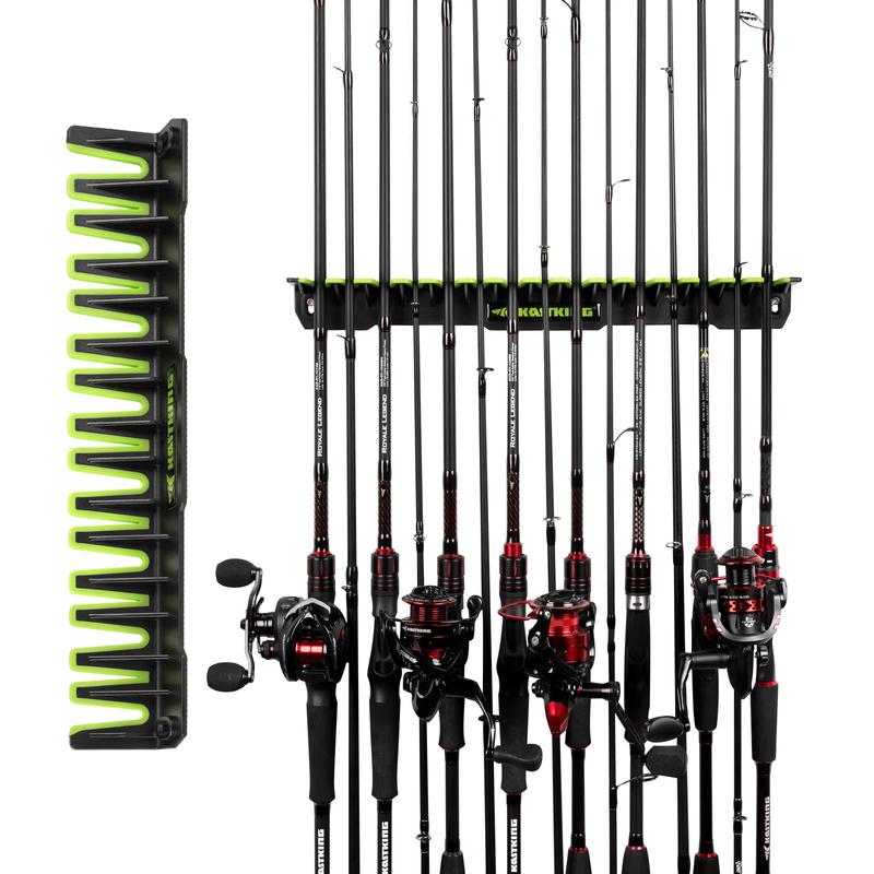 KastKing Patented V15 Vertical Fishing Rod Holder – Wall Mounted Fishing Rod Rack, Store 15 Rods or Fishing Rod Combos in 17.25 Inches, Great Fishing Pole Holder and Rack