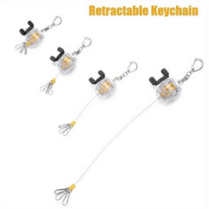 Retractable Small Fishing Reel Key Chain, 1 Count Portable Fishing Coiled Lanyard Key Ring, Fishing Accessories for Outdoor, Fishing Gear, Fishing Equipment