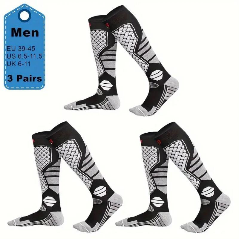 Men's Winter Thickened Warm Breathable Skiing Socks, 3 Pairs Outdoor Sports Socks, Comfortable Breathable Socks for Hiking, Skating, Skiing, Christmas Gift