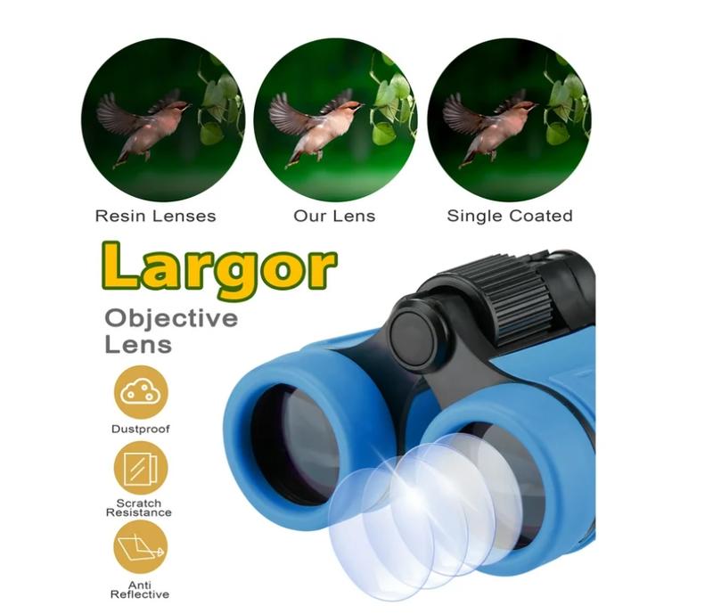 Binoculars for 3-12 Years Boys and Girls Toys Gifts Optics Shockproof Toy Binoculars for Bird Watching, Educational Insights, Camping, Science, Detective