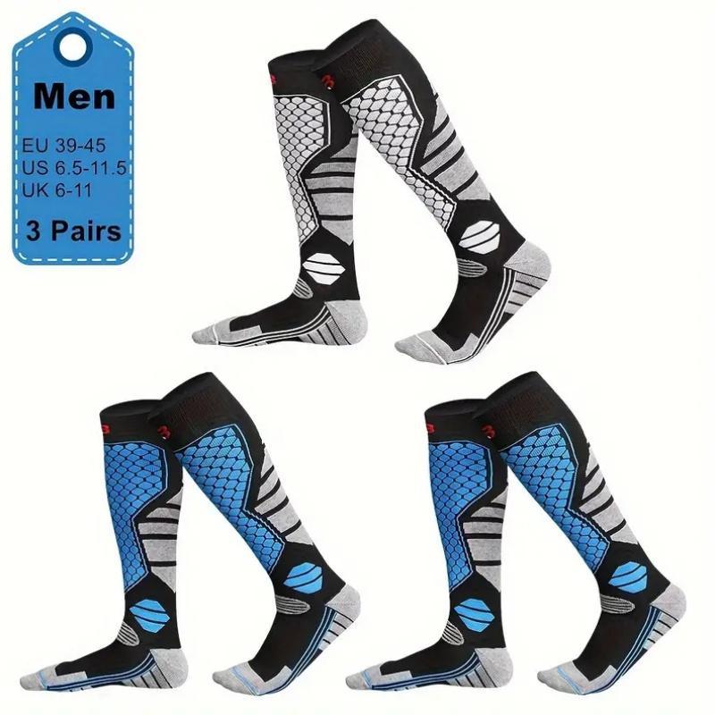 Men's Winter Thickened Warm Breathable Skiing Socks, 3 Pairs Outdoor Sports Socks, Comfortable Breathable Socks for Hiking, Skating, Skiing, Christmas Gift