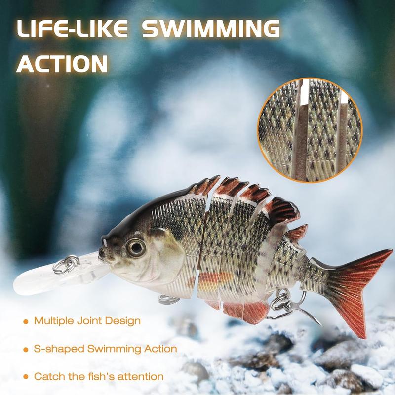 Fishing Lures Multi Jointed Swimbait for Bass Walleye Trout Crappie Slow Sinking Bionic Lure for Saltwater Freshwater