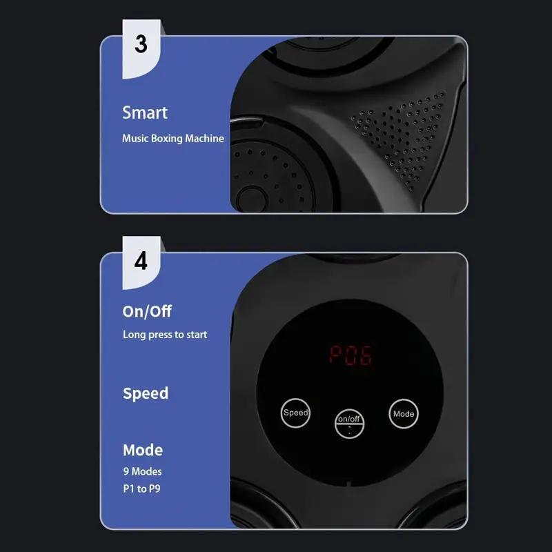 Smart Music Boxing Machine with Bluetooth Connection, Home Wall Mount Boxing Training Machine USB Charging Boxing Equipment for Adults Fitness at Home