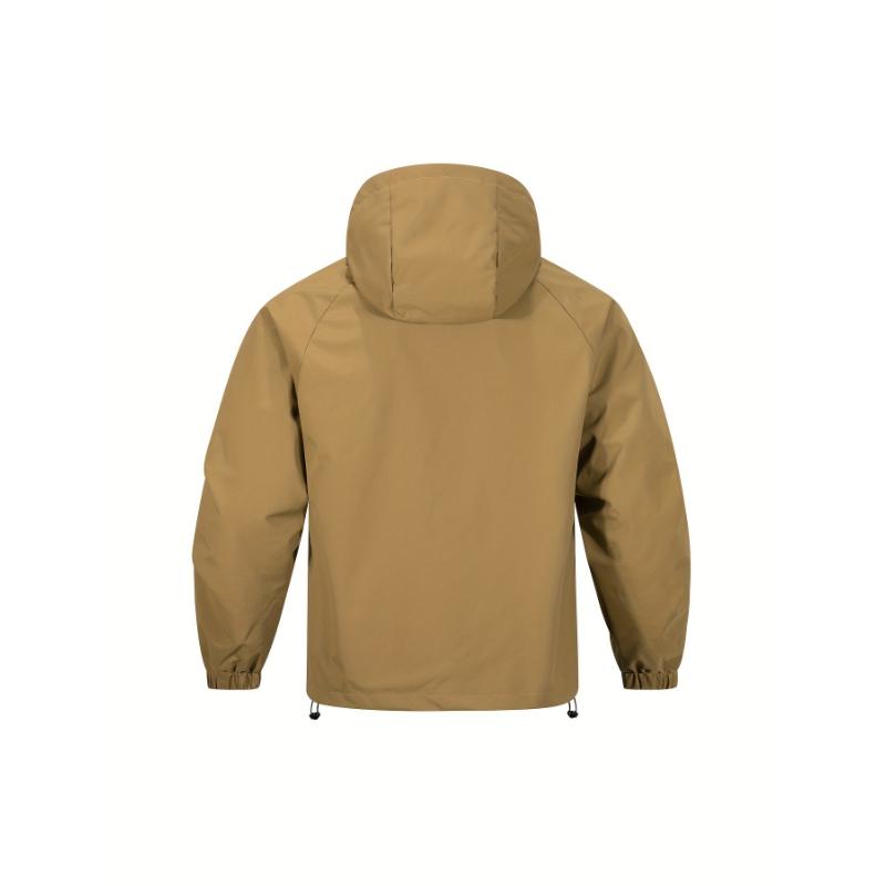 Elevate Your Outdoor Style: Breathable Men's Hooded Sports Jacket - Versatile Half-Zip Windbreaker for Spring Fall