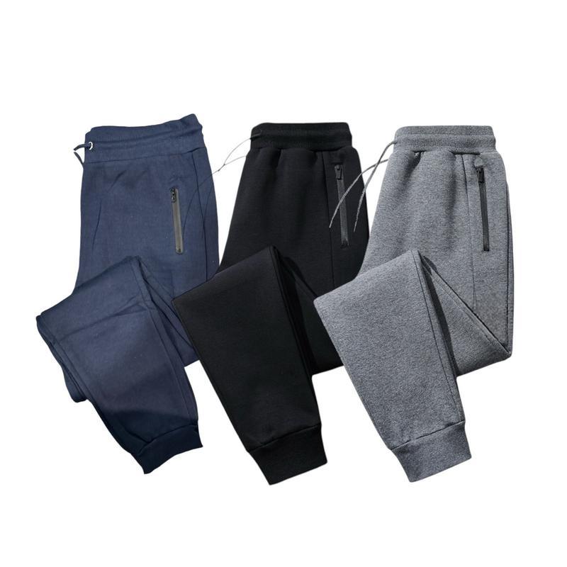 Benben 3-Pack Ultimate Comfort Navy, Charcoal, and Black Fleece Joggers for Men - Athletic Fit with Drawstring Waist and Zippered Pockets