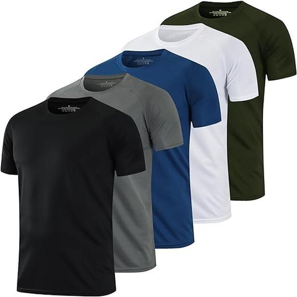 1 5 Pack Men's Running Shirts Sport Tops Dry Fit Gym Athletic T-Shirts Breathable Cool Workout Shirts