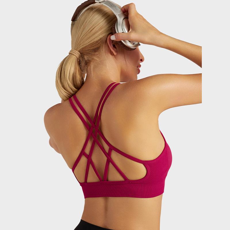 RUNNING GIRL Sports Bra for Women,Padded Strappy Sexy  Sports Bra with Removable Cups Medium Support Workout Yoga Gym Bra