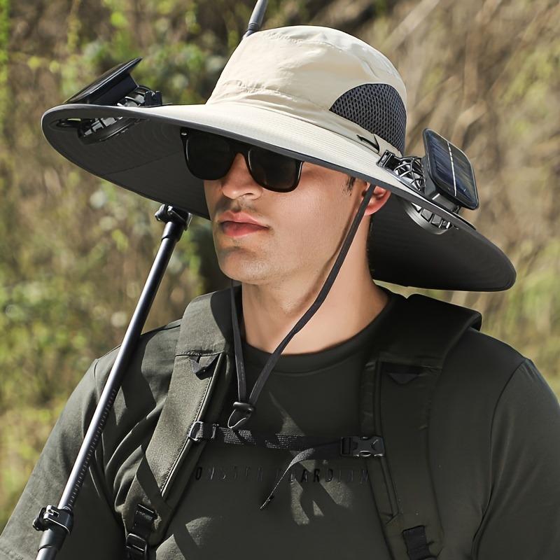 2024 Detachable Fishing Hat-Solar Sun Protection Sun Hat with Fan Solar Fan Hat Dual Power Supply Fan Outdoor Fan