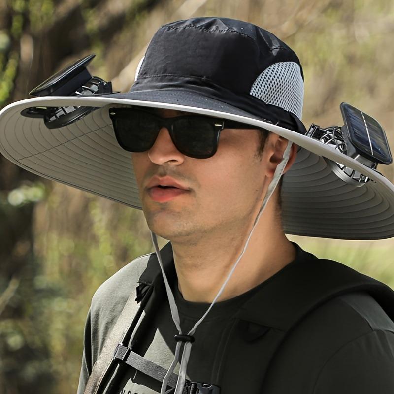 2024 Detachable Fishing Hat-Solar Sun Protection Sun Hat with Fan Solar Fan Hat Dual Power Supply Fan Outdoor Fan