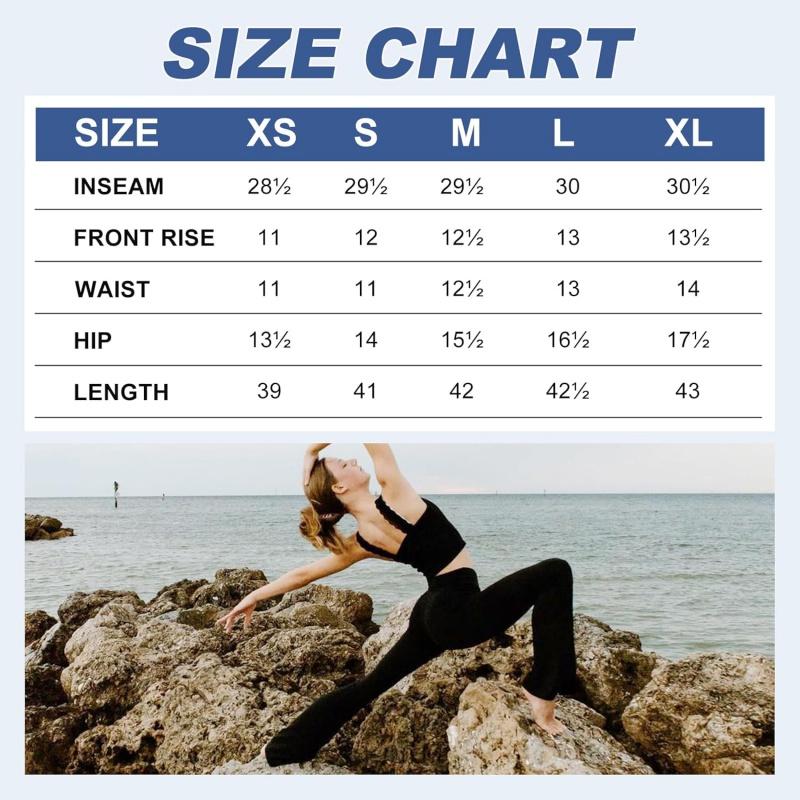 Flare Leggings for Women with Pockets - Crossover High Waisted Black Flared Leggings for Yoga Gym Workout