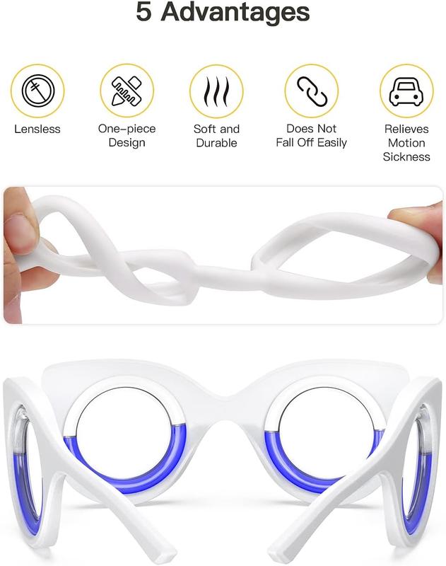 NEOISM Anti Motion Sickness Glasses Relieve Carsickness Airsickness Seasickness Glasses Light Portable Nausea Relief Glasses for Travel 5.9 in 5.24in 2.05in M Size,M+ Black Red Blue Bag