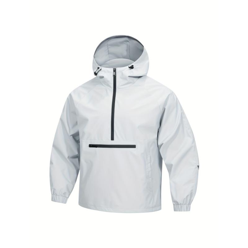 Elevate Your Outdoor Style: Breathable Men's Hooded Sports Jacket - Versatile Half-Zip Windbreaker for Spring Fall