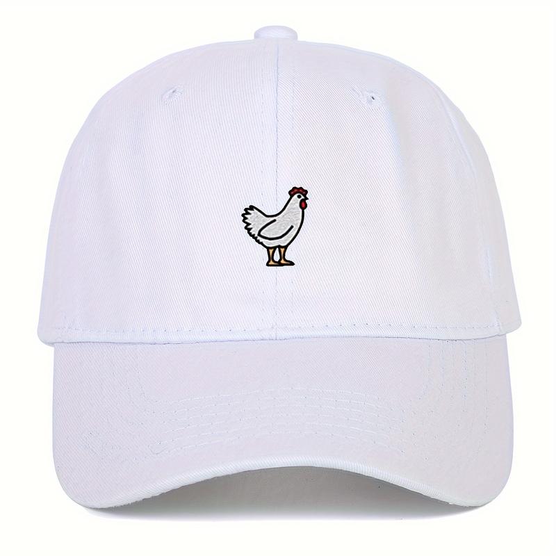 Chicken Embroidery Baseball Cap Solid Color Casual Dad Cap Lightweight Adjustable Sun Hat for Women Men