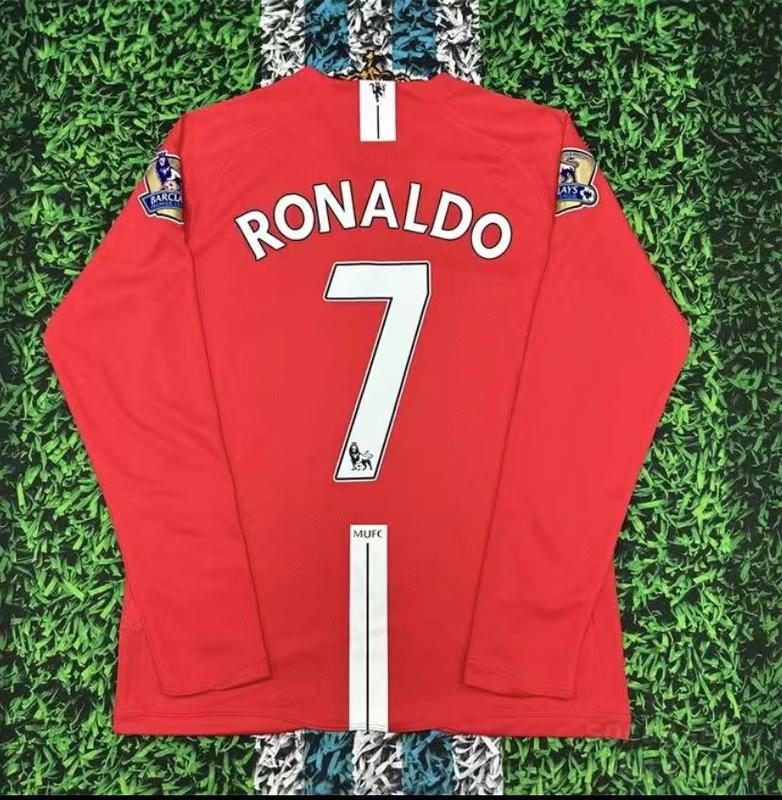 0708 Force Manchester United retro jersey home No. 7 C Ronaldo long-sleeved football shirt Rooney Giggs children's Champions League suit