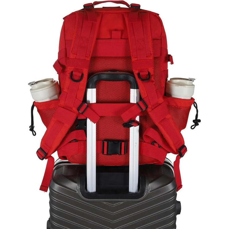 Sparklekle Military Tactical Backpack 45L 3 Day Assault Pack Waterproof Molle Hiking Rucksack for Men&Women (Red) large military Military Tactical