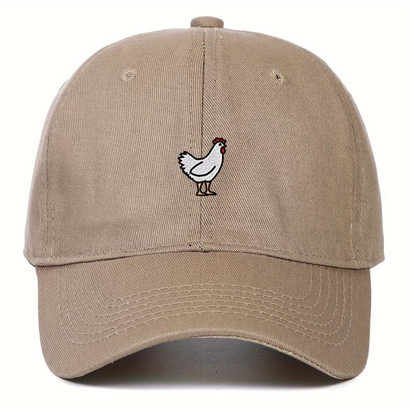 Chicken Embroidery Baseball Cap Solid Color Casual Dad Cap Lightweight Adjustable Sun Hat for Women Men