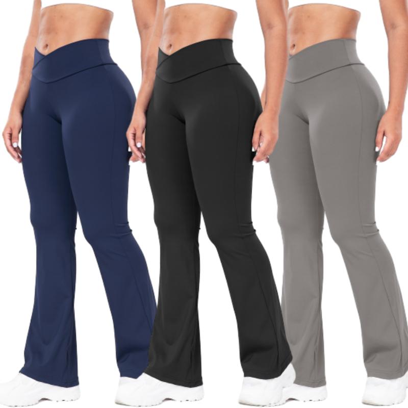 Women  High-Waisted Flare Leggings Crossover Yoga Pants with Tummy Control Wide Leg Workout Flared Pants