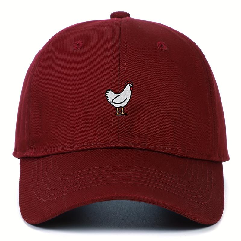 Chicken Embroidery Baseball Cap Solid Color Casual Dad Cap Lightweight Adjustable Sun Hat for Women Men