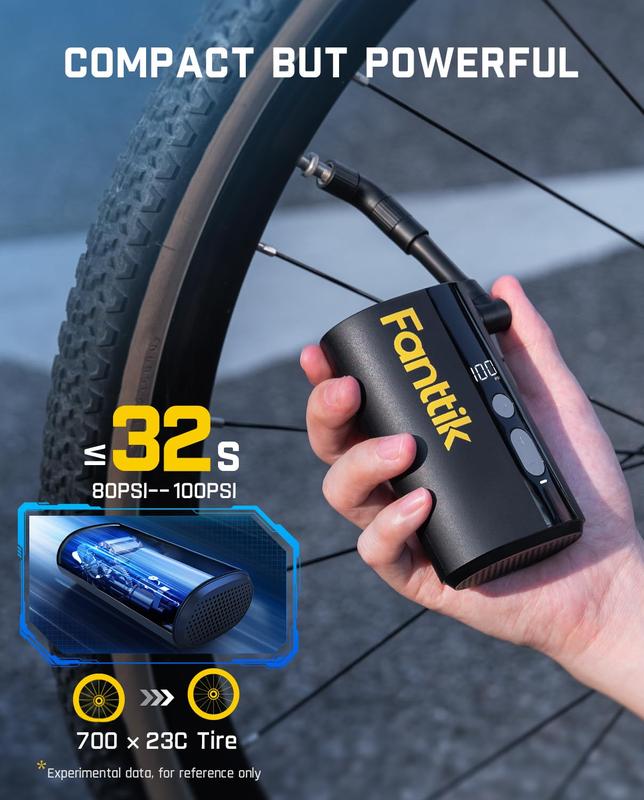 Fanttik X9 Ace Mini Bike Tire Pump - Ultra-Fast Inflation, 150 PSI, 10L min Wind Speed, All-in-One Hose, Auto Shutoff, 5000mAh Battery