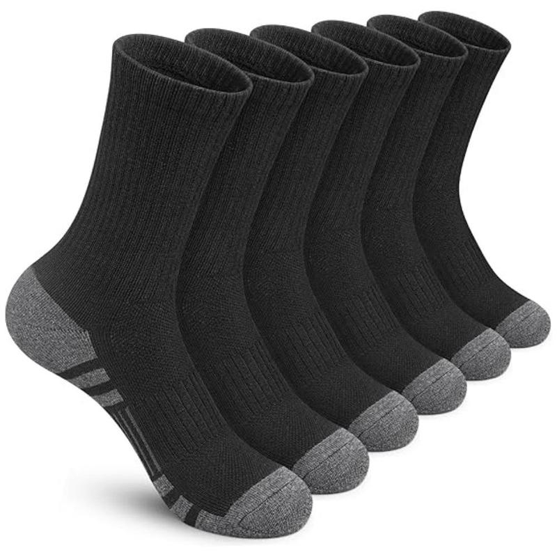 Unisex's Performance Breathable Running Socks, 6 Pairs set Cushioned Comfy Socks for Men & Women, Outdoor Sports Socks for Running Jogging