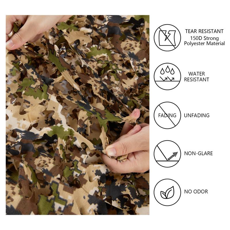 BASSDASH Camo Netting Camouflage Mesh Water Resistant for Hunting Blind Party Decoration Sunshade Shooting Tree Stand Cover