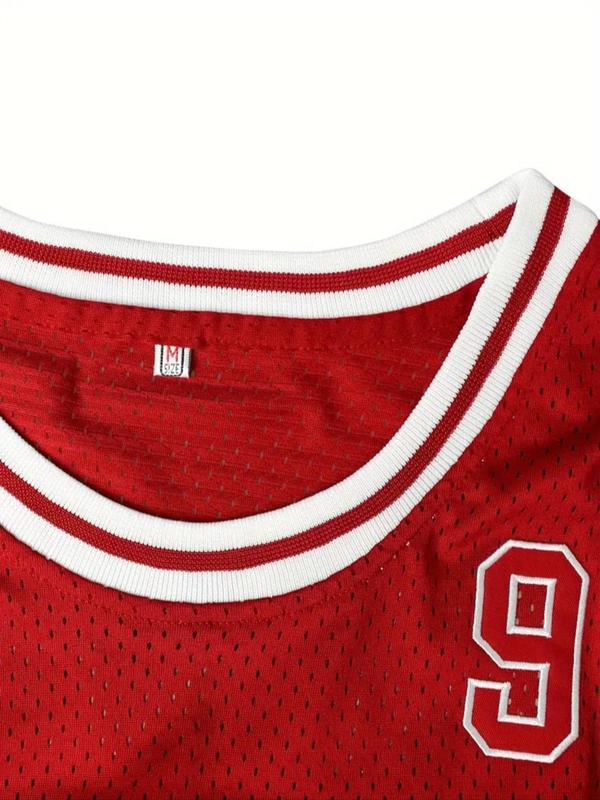 Men's Letter Embroidery Hollow Out Tank Basketball Jersey, Loose Sporty Breathable Sleeveless V Neck Basketball Vest, Summer Sportswear for Men