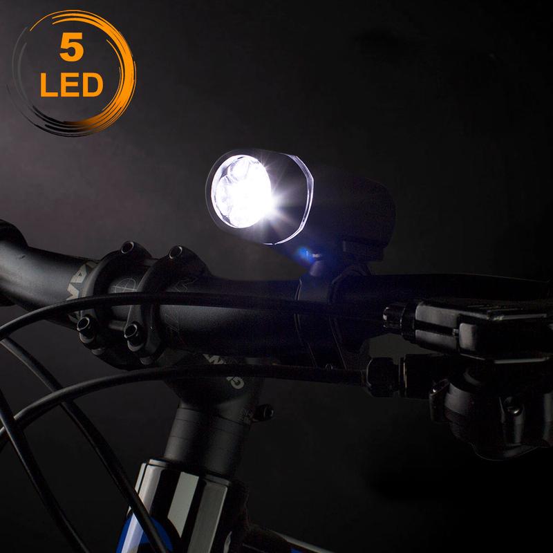 BV Bicycle 5 LED Head Light & 3 LED Tail light, Quick Release Mount | BV-L801