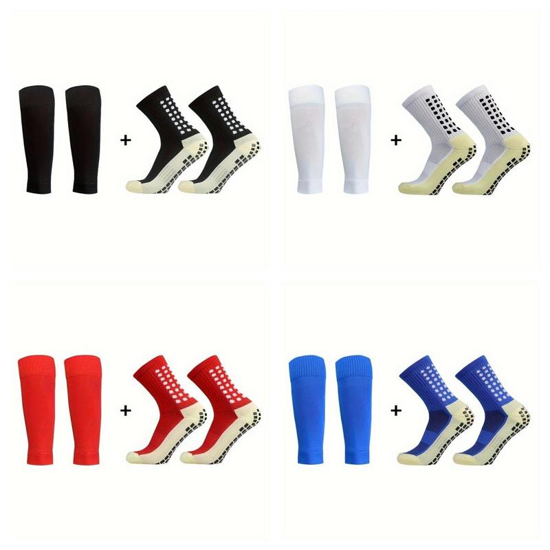 2 4 6 8 pieces of men's anti slip football socks, knee pads combination, thick sweat absorbing and breathable socks