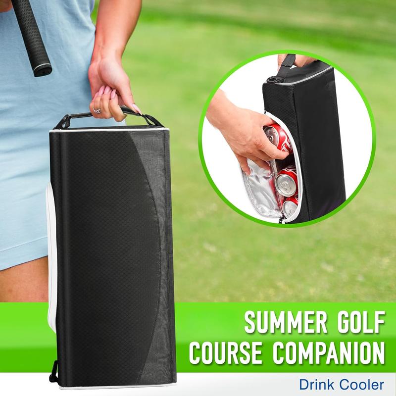 Golf Cooler Bag Insulated with Ice Packs - Keeps 6 Beer Cans or 2 Wine Bottles Cold for Hours, Fits Discreetly in Golf Bags; Golf Accessories Fathers Day Dad Gifts for Men from Daughter Son Wife