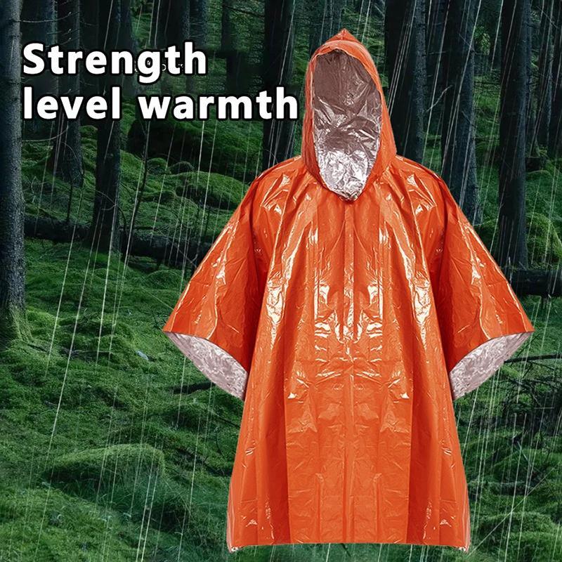 Emergency Survival Rain Poncho & Thermal Sleeping Bag, 1 Set Heat Reflective Waterproof Raincoat for Camping Hiking, Outdoor Camping & Hiking Equipment