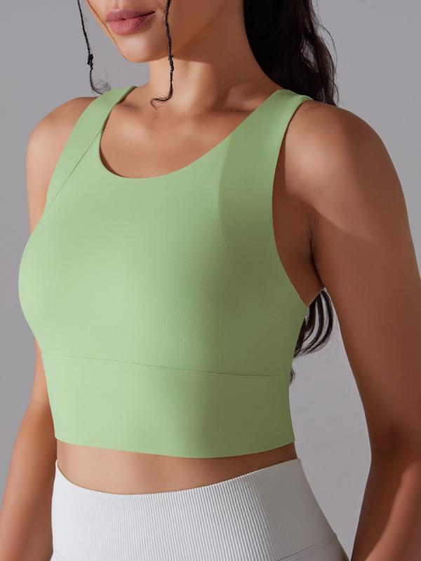 Women's Solid Wireless Sports Bra, Breathable Comfortable Racerback Sports Lingerie Top, Ladies Sportswear Clothing for Yoga Gym Workout