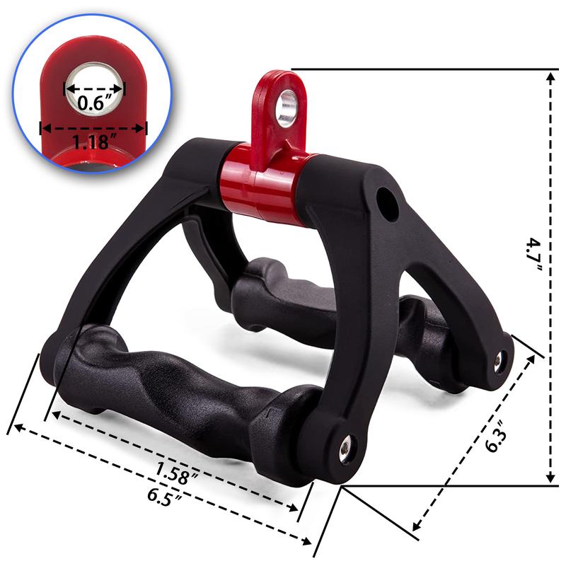 Ergonomic Double D-shaped Handles, sweat-resistant and non-slip TPE material, fitness equipment accessory, Heavy Duty Cable Attachment, Seated Cable & V Bar Row, Triangle V-shaped handle LAT Pulldown Attachment, suitable for gyms and other locations.